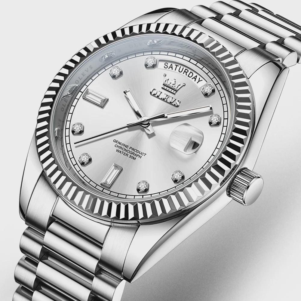 

Небесно-голубые Мужские Часы Автоматические Механические Дата Неделя Люксовые Мужские Наручные Часы Водонепроницаемые Светящиеся Нержавеющая Сталь Часы серебряный