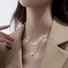 French Light Luxury H Necklace: Double Layer Titanium Steel Snake Bone Chain for Women