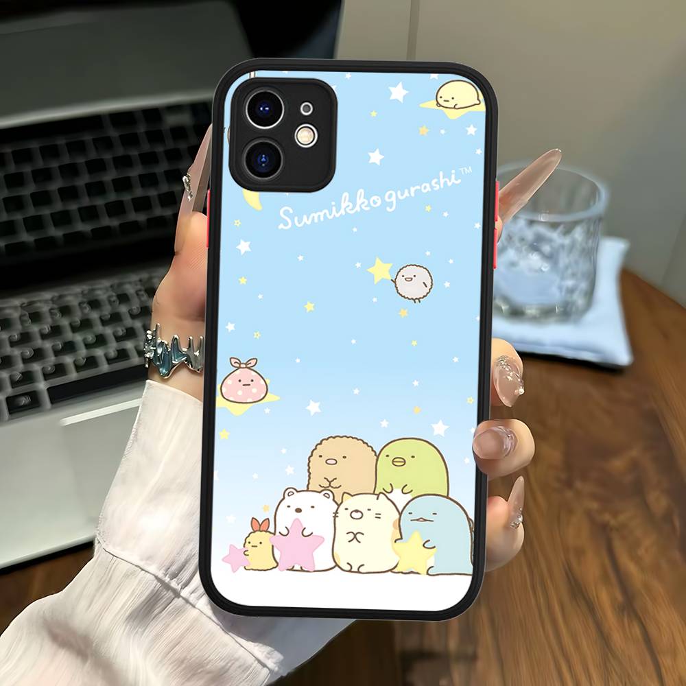 Cartoon S-sumikko Gurashi For IPhone 16 15 14 Plus 13 12 11 Pro Max X XS MAX Translucent Matte Shockproof Cover