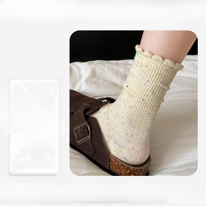 

Женские весенне-осенние всесезонные носки из хлопковой пряжи с кружевом в студенческом стиле, бесшовные, с отворотом. 1 pair бежевый