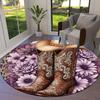 Cowboy Boots Round Area Rug,Carpet Rug for Living Room Bedroom Sofa Playroom Decor,Non Slip Floor Mat
