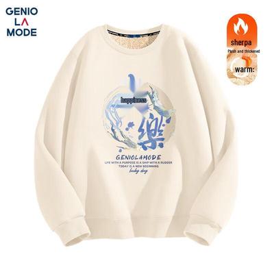 GENIOLAMODE Herren Fleecegefüttertes Rundhals-Sweatshirt