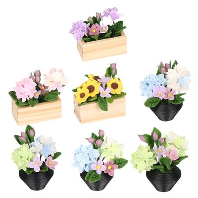 Elegant 1/12 Doll House Garden Scene Decoration Miniature Potted Flower Model Figure For Microlandscape Home Display