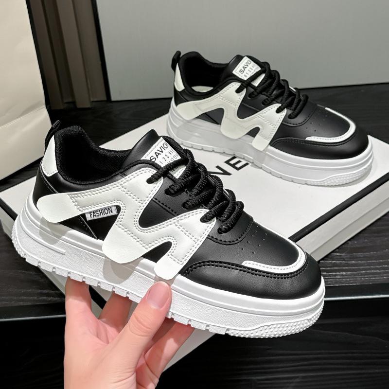 Spring and Autumn new sports and leisure ins platform leather single shoes board shoes