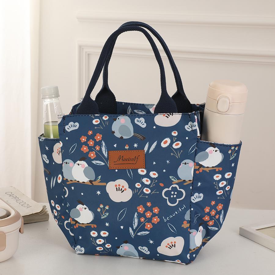 

Fashion multi-functional travel handbag large capacity printed handbag hand-held hot meal bento bag travel storage bag