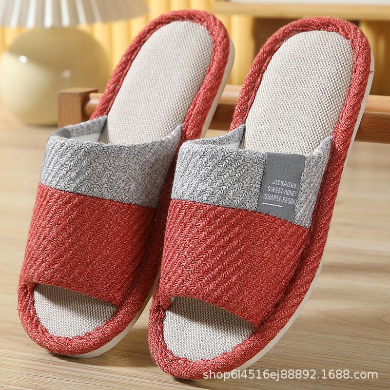 Linen slippers deodorant and non-slip indoor cotton and linen cool slippers women's summer breathable home leisure sandals free shipping