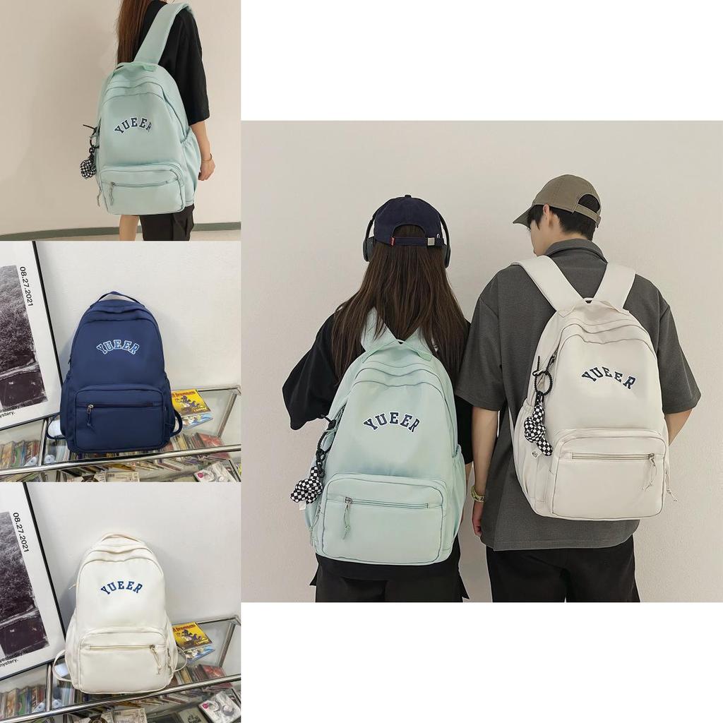 Simple Solid Color Letter Pattern Student Casual Backpacks For Daily Use And School Travel