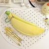 Bolsa de Armazenamento de Pelúcia com Estampa de Banana, Estojo Protetor Fofo, Bolsa de Câmera Portátil de Desenho Animado, Organizador de Material Escolar