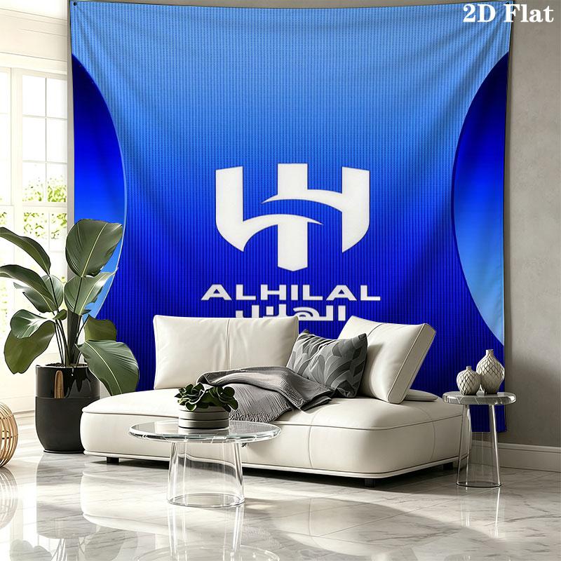 Al-Hilal Saudi FC Wall Tapestry Aesthetic Wall Hanging Printed Fabric Blanket Decorative Tapestries for Bedroom Living Room Home Decor