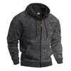 Men Vintage Heavyweight Fleece Lined Hooded Zipper Cargo Pocket Casual Sweatshirt
