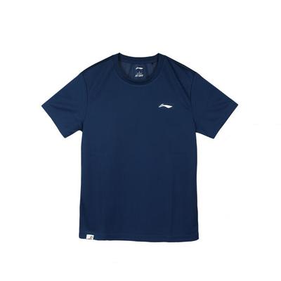 Solid Color Loose Fit Quick Dry Short Sleeve Badminton Shirt Unisex Tops Blue AHSR791-6