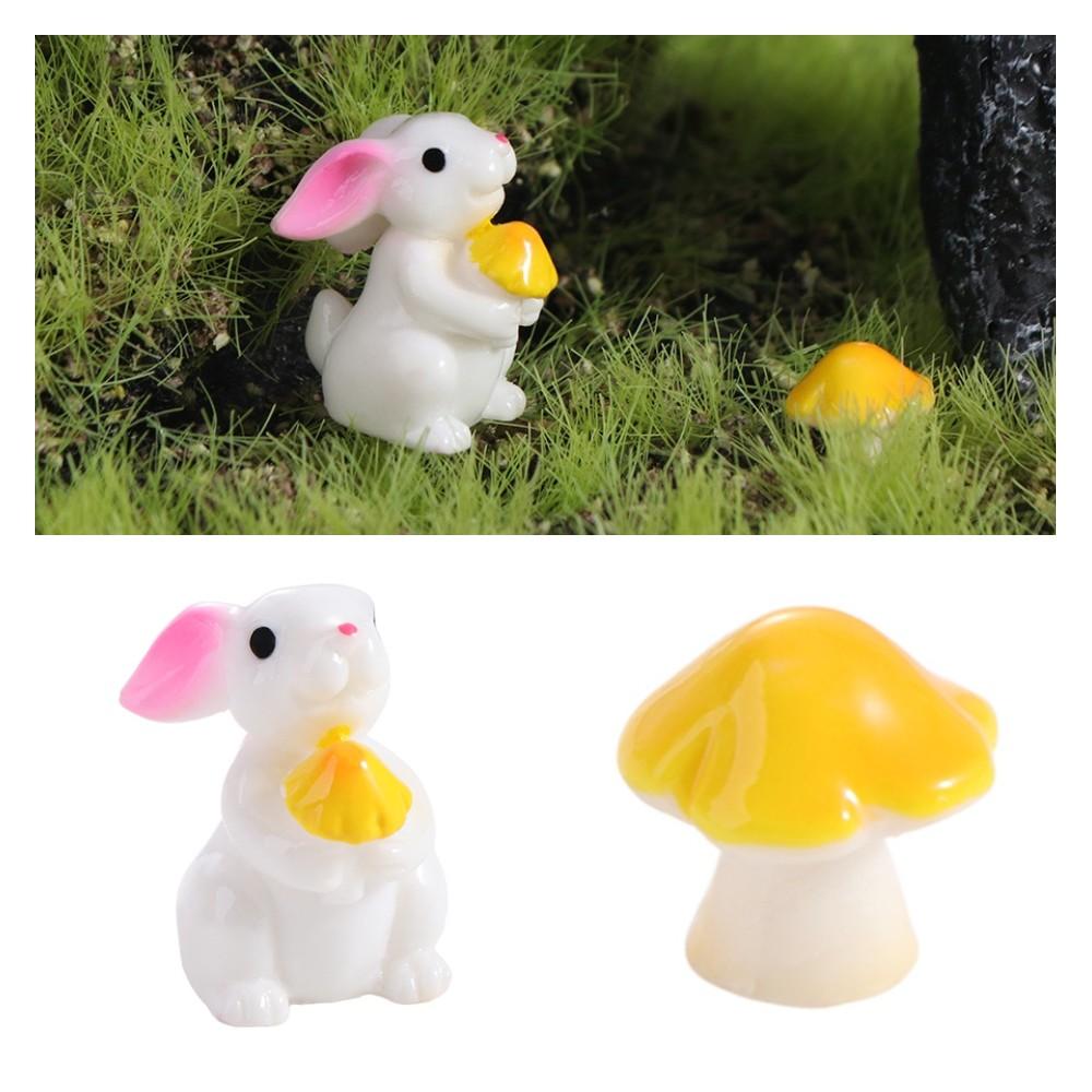Mini Ornements de Champignons en Résine Micro Paysage Jardin Modèle Lapin Cour
