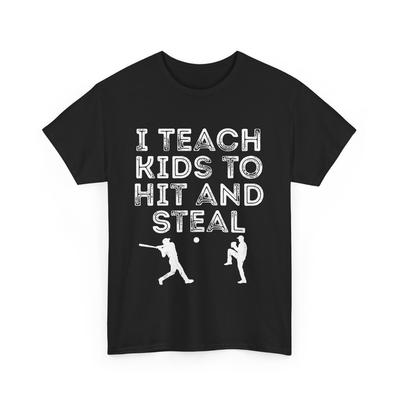 Baseball Dad I Teach Kids To Hit and Steal Baseball Players Men Vintage Shirt