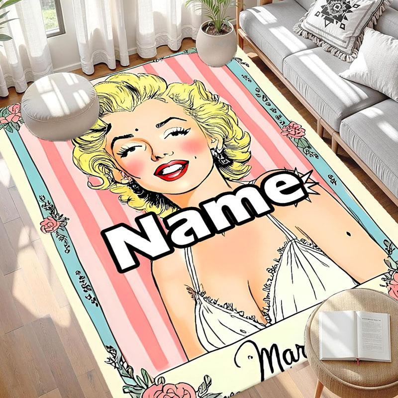 Custom Name Personalized Marilyn Monroe Print Carpet, Versatile Home Decor Rug, for Playroom, Apartment, Balcony, Entryway, Hallway Gift