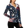 Women's Zip Up Hooded Long Sleeve Jacket with Festive Pattern & Pockets