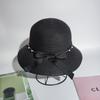 French Retro Bow Hepburn Straw Hat Women's Summer Sunscreen Sunshade Bucket Hat Seaside Vacation Beach Hat