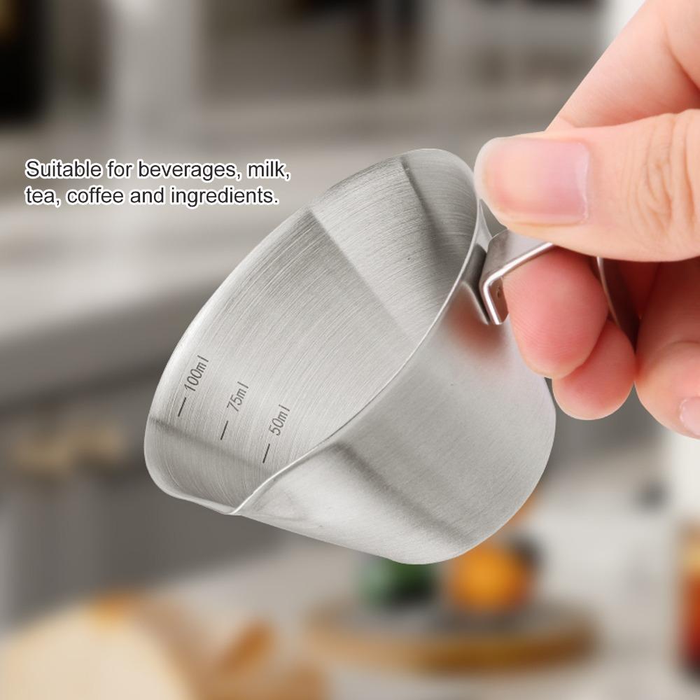 100 ML Capacity Coffee Measuring Cup Stainless Steel Espresso Cup Drinks Measurer  Coffee Brewing