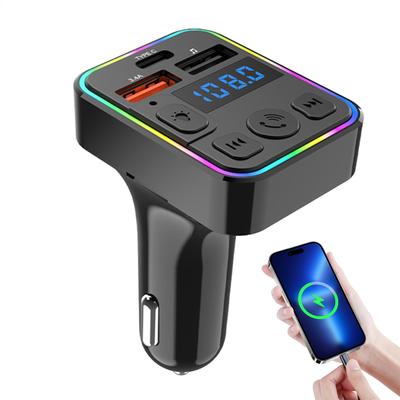 Car FM Transmitter MP3 Wireless Transmitter Double USB with Type-C Port Receiver Plug-and-play for Truck Radio Conversion RV