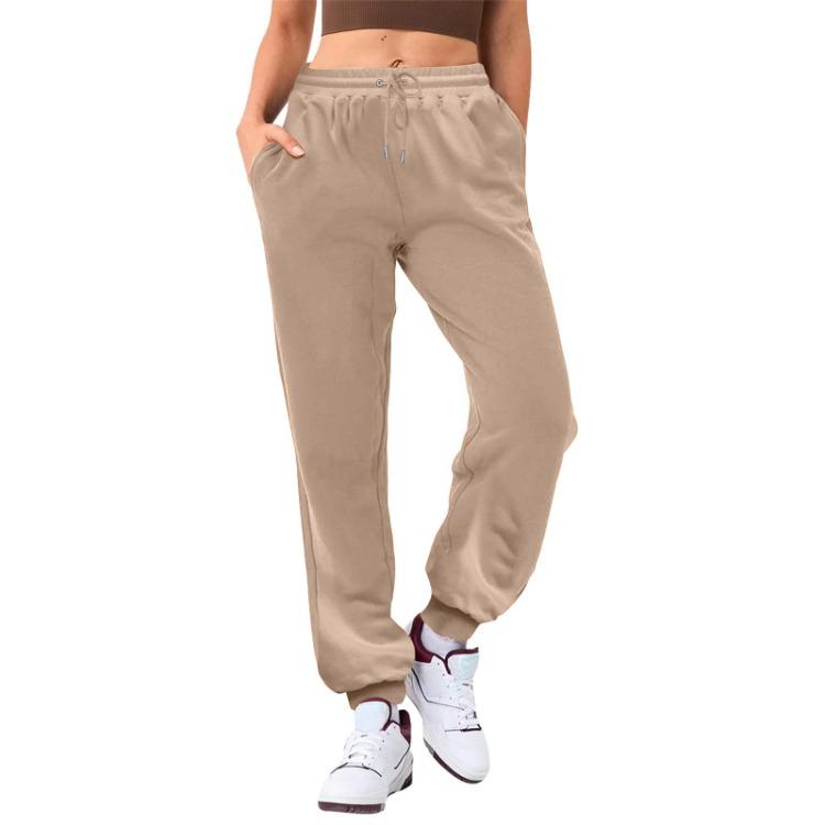 Damen Trainingshose Fleece Locker geschnitten Jogginghose Einfarbig Hoher Bund Laufhose Streetwear Fitnessstudio Training