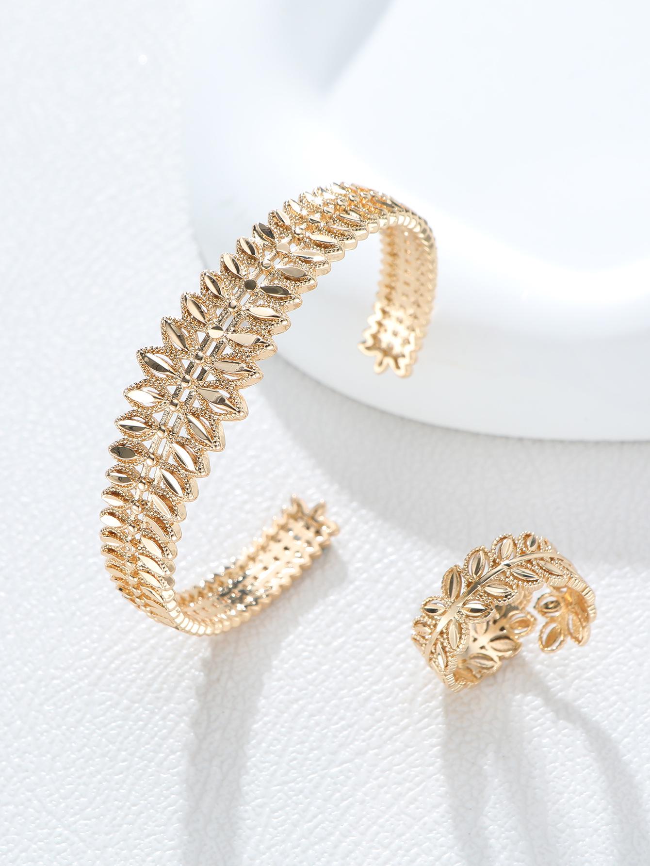 

Богемный медный бисерный открытый набор кольца и браслета - Женские ближневосточные украшения