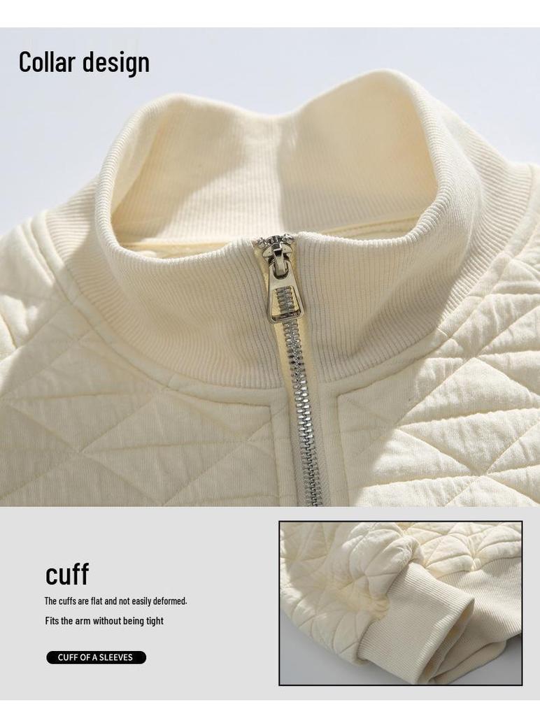 ACU Unisex Diamond Quilted Baseball Jacket – American Style Solid Color Autumn Outerwear