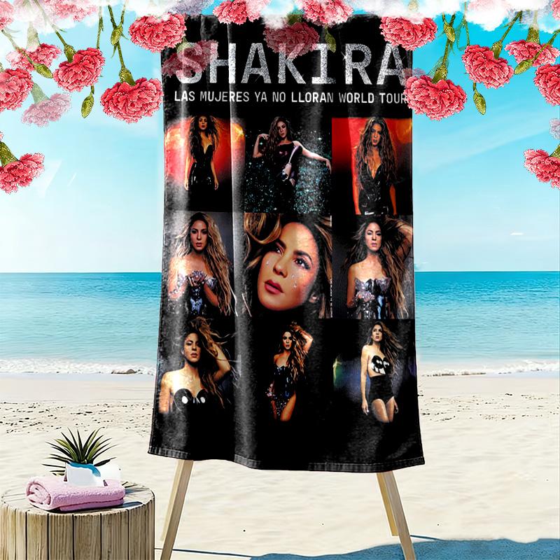 Asciugamano da Spiaggia con Stampa di Shakira, Asciugamano Grande Morbido ad Asciugatura Rapida per Spiaggia Campeggio Nuoto