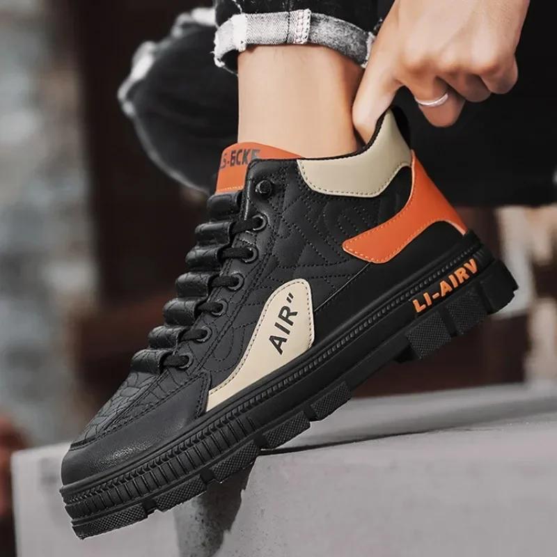 Mode Herren-Sneakers 2024 Frühling Herbst Mode High Top Freizeitschuhe für Herren Plateau Schnürschuhe Vulkanisierte Schuhe Männlich Tenis Masculino