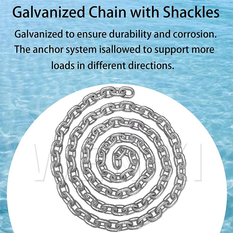 Danforth Anchor Set 6KG Anchor Weight Includes 100ft Fixed Rope/8ft Chain Marine Anchor for Sand, Gravel, and Silt Seabeds