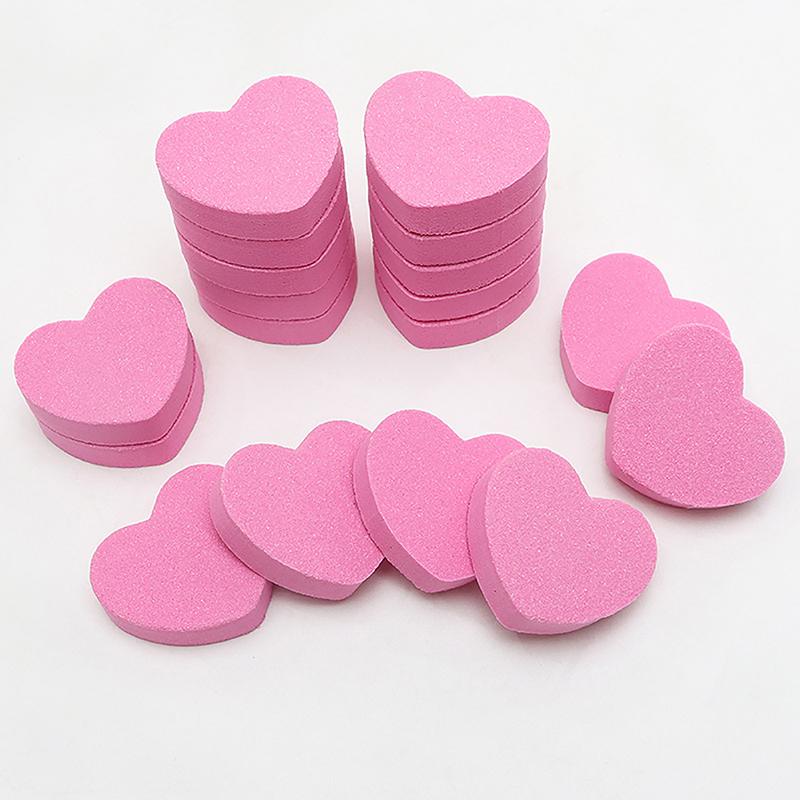 20/50Pcs Heart Shape Sponge Nail File Double Side Buffer Buffing Sanding Nail Pedicure Tool Gel Polish Manicure Nail Accessories