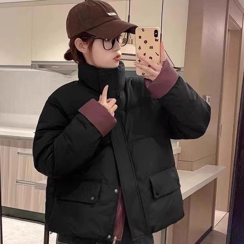 Fashion contrasting color down cotton clothes autumn and winter small man versatile 2024 new women's cotton-padded coat thickened warm
