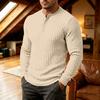 Herren Langarm Henley Shirt, Zopfmuster Gerippt Gestrickt Knopfleiste Lässig Rundhals Tägliches Herbst Winter Oberteil