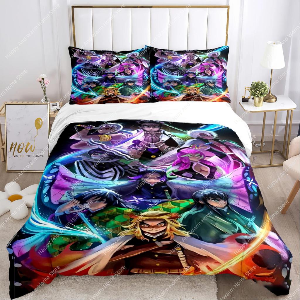 Carton D-Demon-Sla Anime Al Season Soft Duvet Cover Comforter Beding Set Soft Comfortable Quilt Cover Plus Pilowcases Single/Double/Quen/King