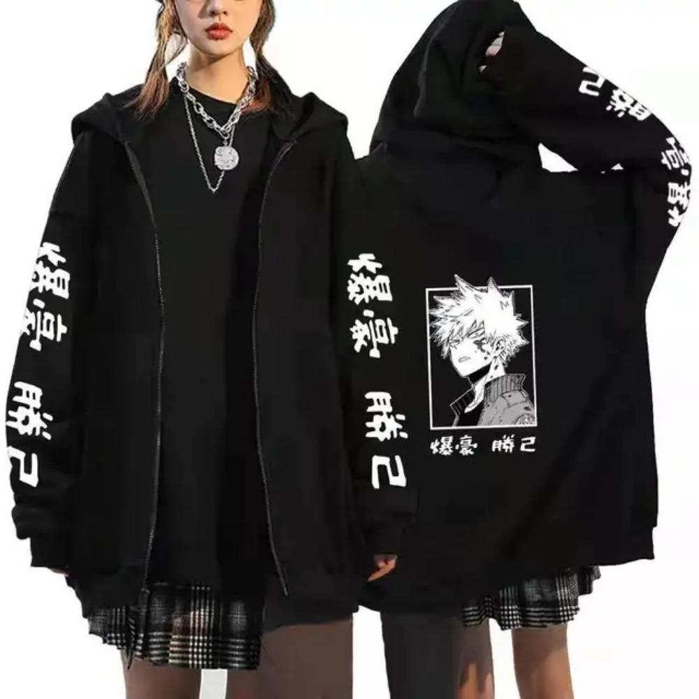 Hot Anime My Hero Academia Himiko Toga Graphic Print Hooded Men Women Zipper Hoodies Oversized Sweatshirt Harajuku Zip Up Jacket