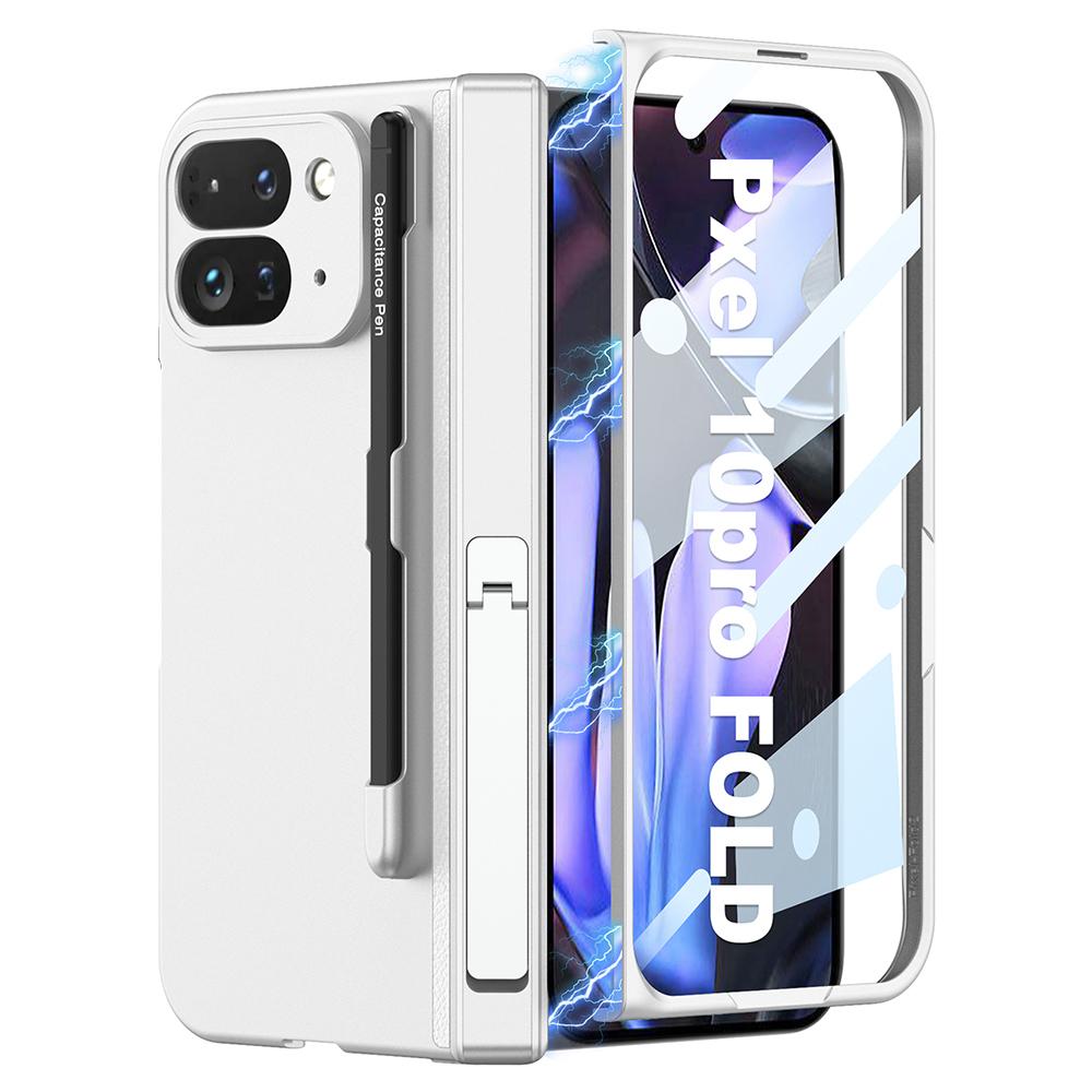 GKK For Google Pixel 10 Pro Fold Case with Stylus/Kickstand Magnetic Hinge Protection PC+Tempered Glass Phone Cover