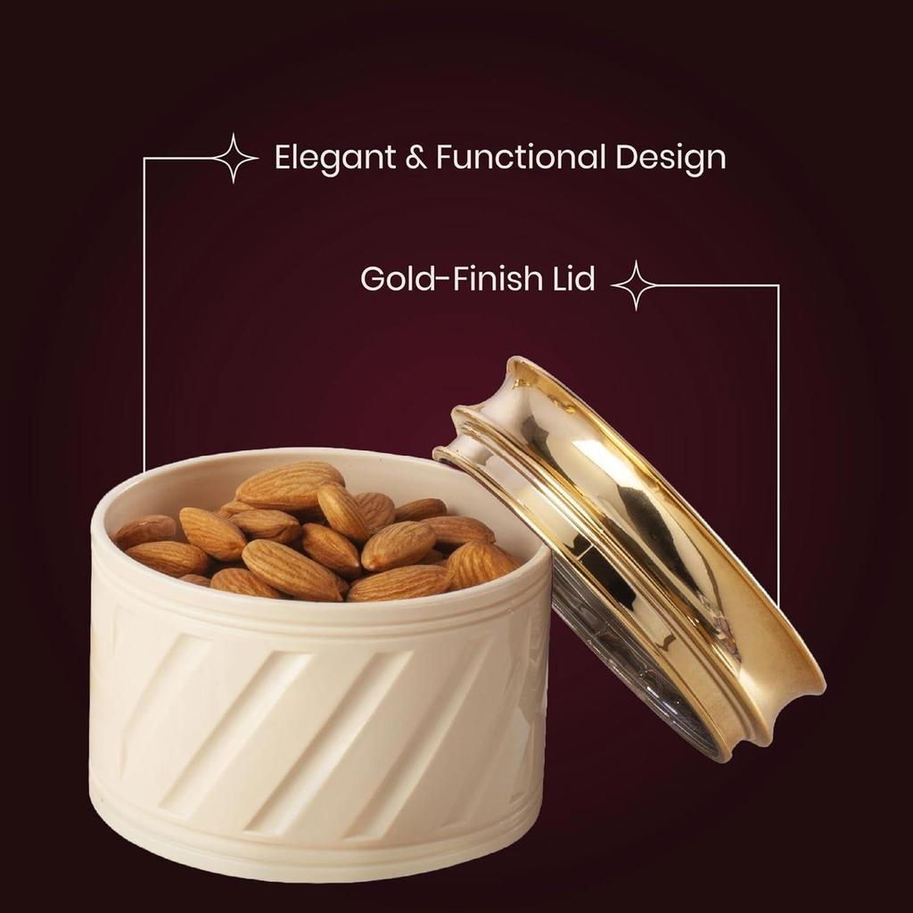Tray Set with Lid & Serving Tray for Serving Sweets,Chips,Cookies Other Snacks -430ml,Elegance Ivory,Plastic ,27.2 x 11.5 x 8.5 cm