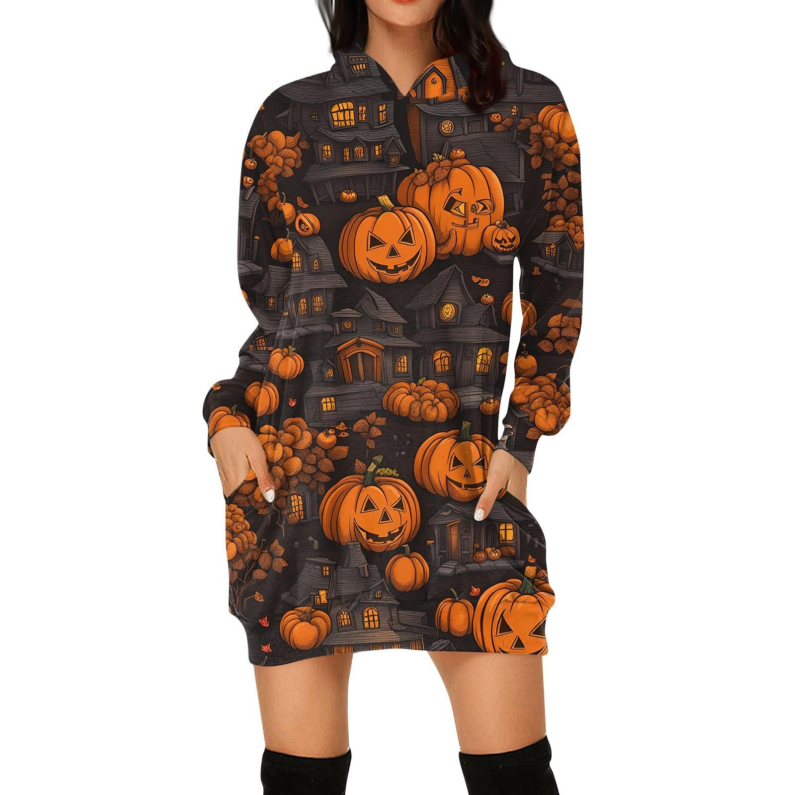 

Женская мода свободный повседневный карман с длинным рукавом толстовка с принтом свитшот M коричневый