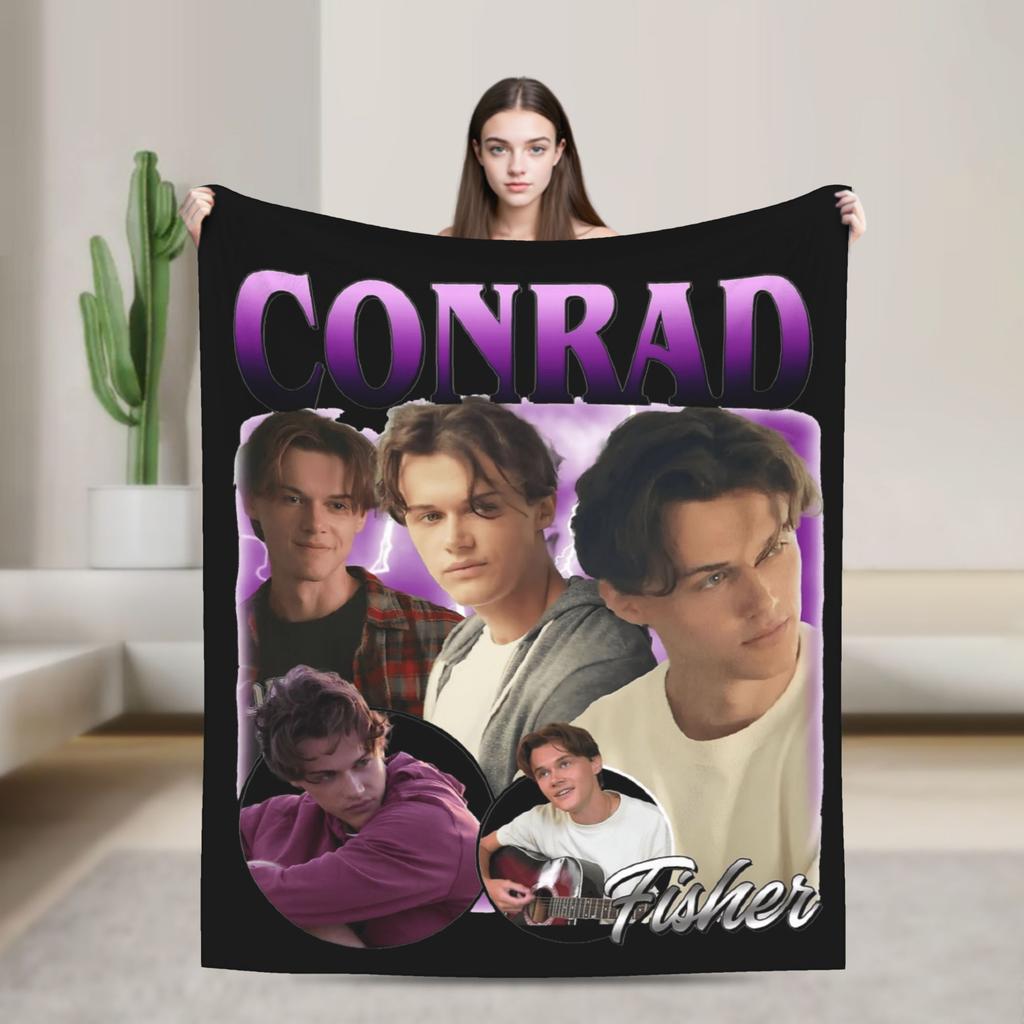 Team Conrad Fisher Flannel Blanket  Super Warm Throw Blanket for Couch Bed Travel Fluffy Bedspread Sofa Bed Cover