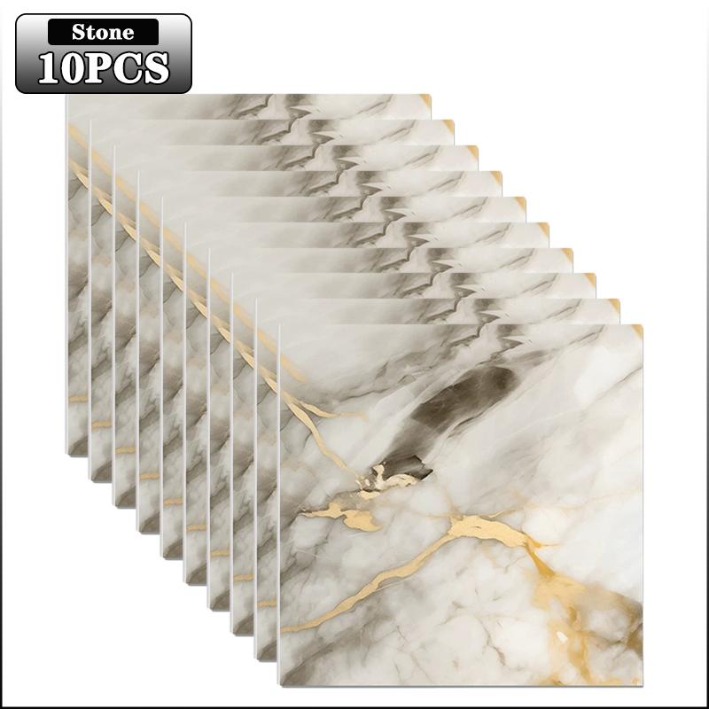 10-40PCS Marble Style Self-adhesive Floor Stickers Thickened Wear-resistant PVC Flooring Mats for Household Use Easy To Install