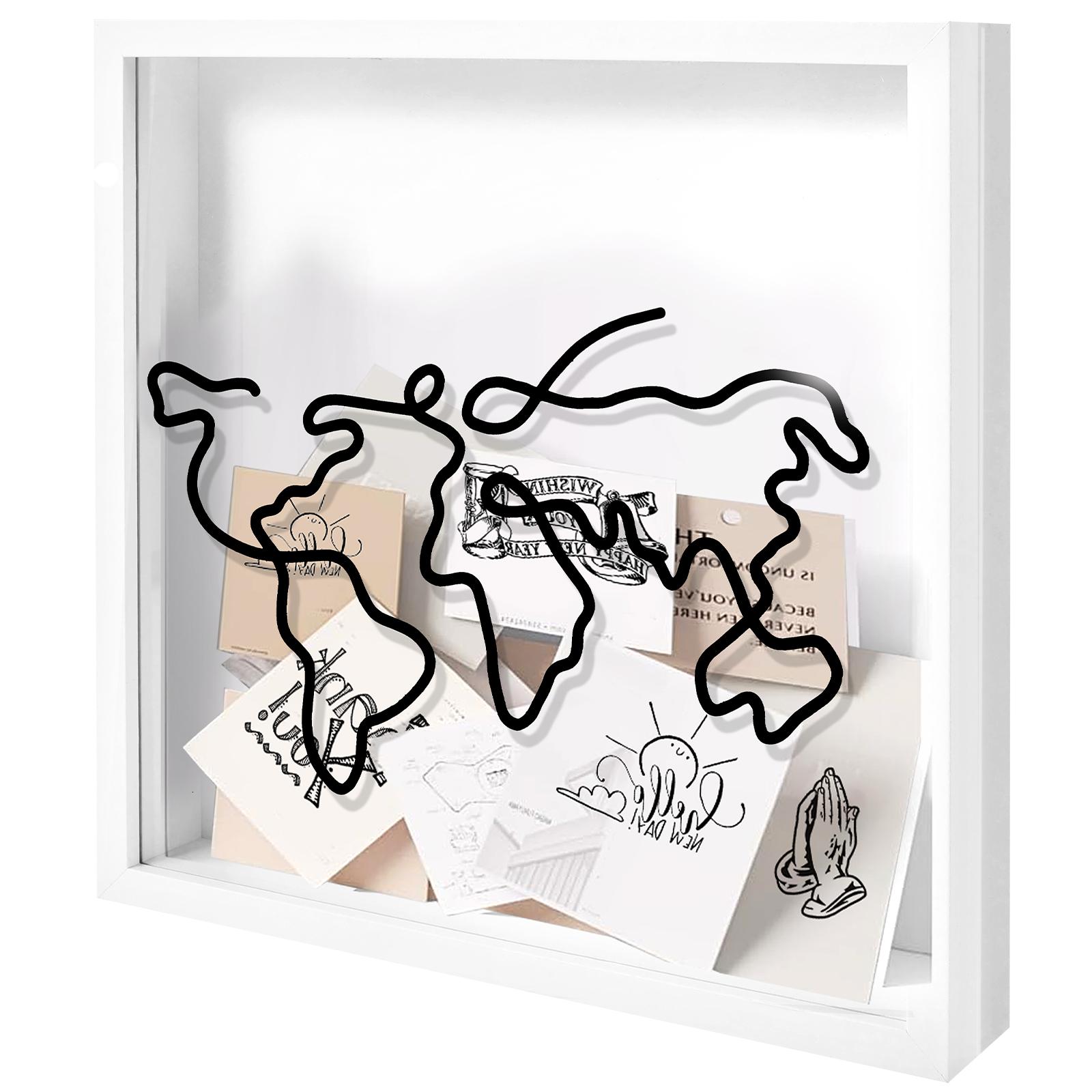 

Ticket Shadow Box Adventure Archive Box for Filling DIY Ticket Memory Box with Slot On Top White/Black Wall Hanging Tickets