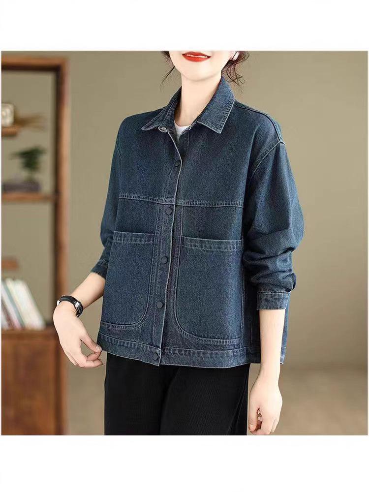 Retro European Style Denim Jacket for Petite Women - Spring/Autumn 2025 Korean-Inspired Slimming Short Top