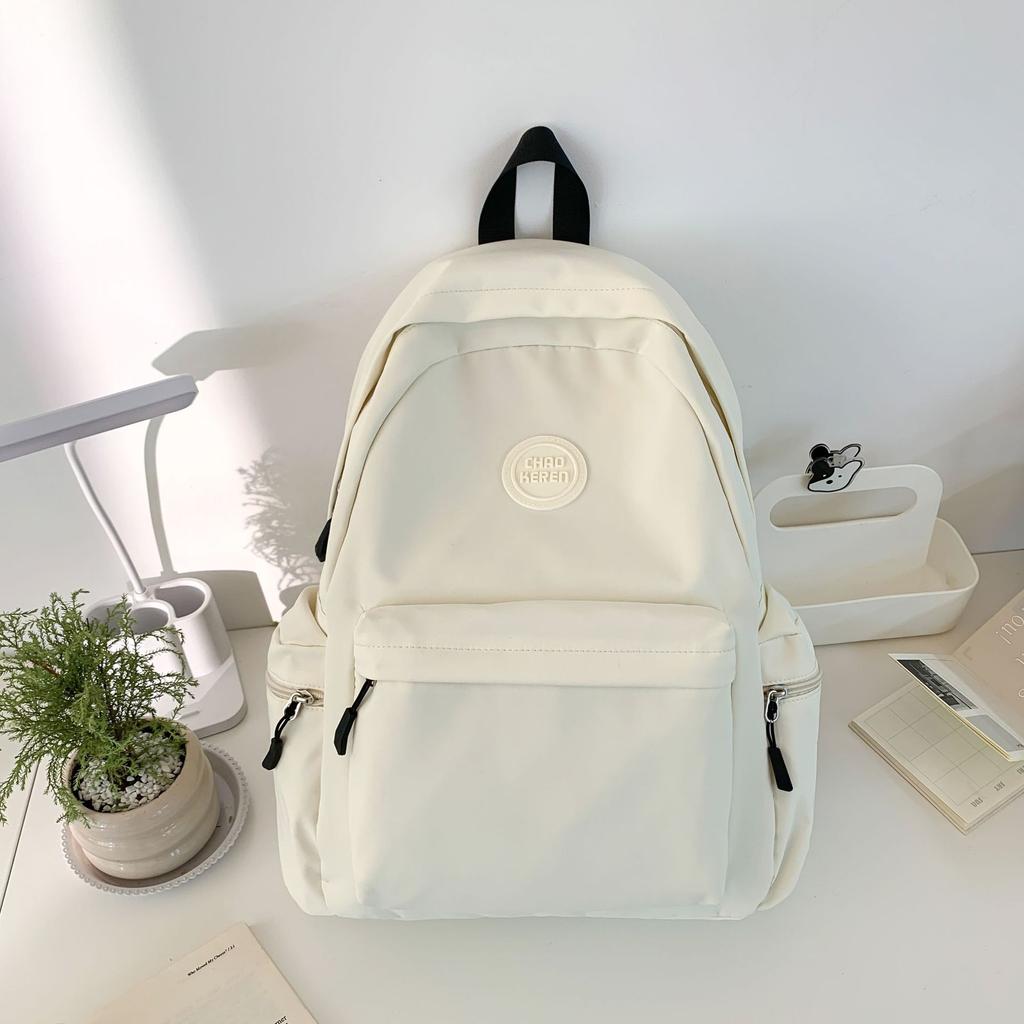 Solid Color Versatile Backpack for Travel Large Capacity Schoolbag for Junior and Senior High School Students Casual Backpack