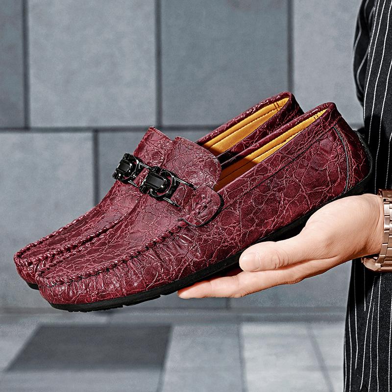 

Fashion Men s High-quality Leather Shoes New Business Formal Breathable Casual Loafers Outdoor Fashion Driving Luxury Mocasin Shoes 39 вино красного