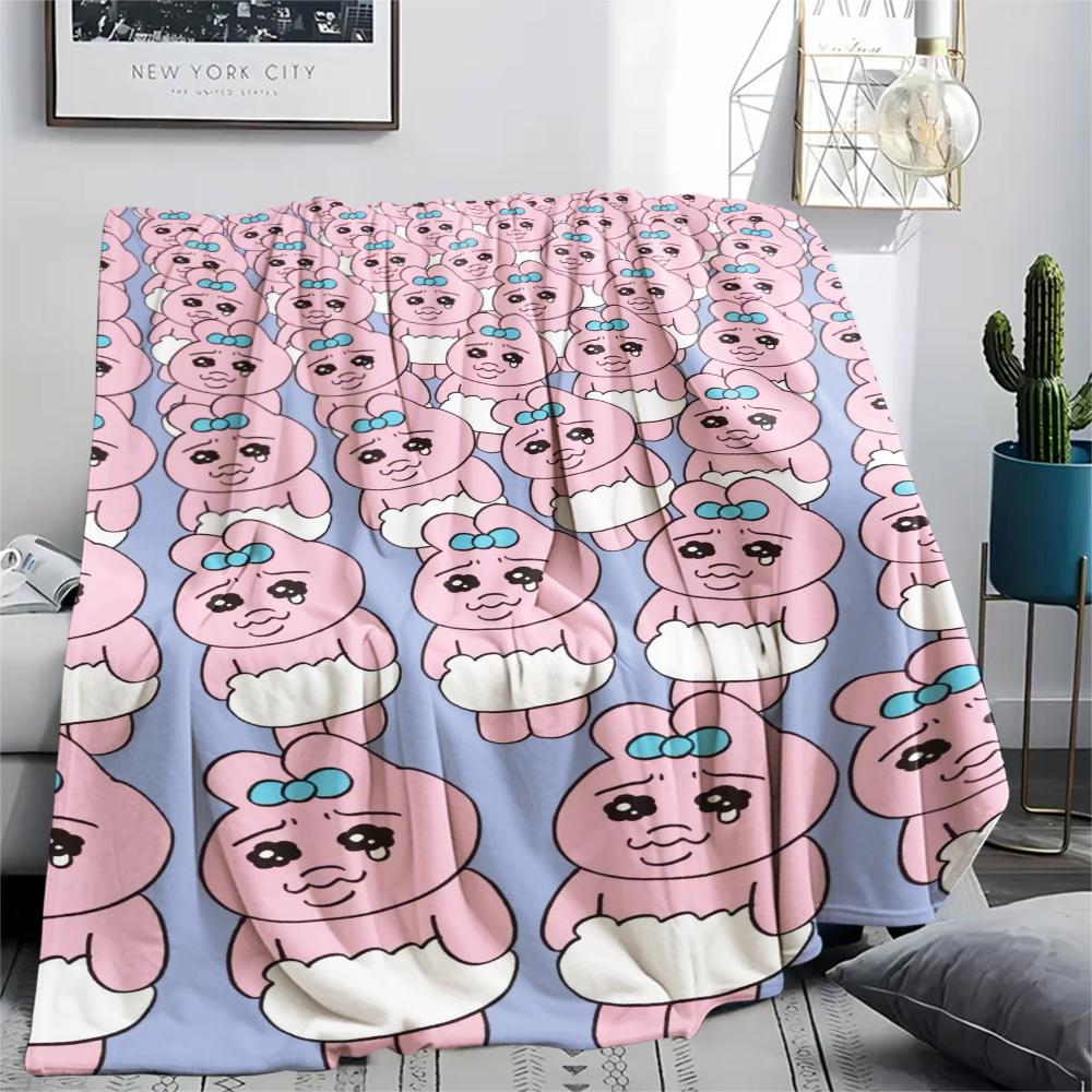 1PC Opanchu Usagi Print Flannel Blanket, High quality Comfortable for All Seasons, Home Decor, Warmth and Comfort, Perfect for Christmas Gifts104