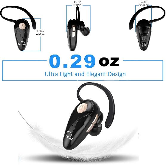 Bluetooth Headset, V5.0 Ultralight Wireless Headphone Cell Phone Earpiece with Mic Headsetcase,Volume Control, Handsfree Earbud,Compatible with