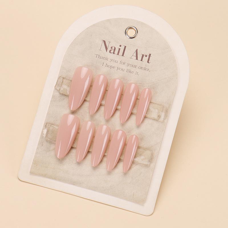 Trendy Nude Glitter Press-On Nails - Autumn/Winter High-End Nail Art for Stylish Wearable Tips