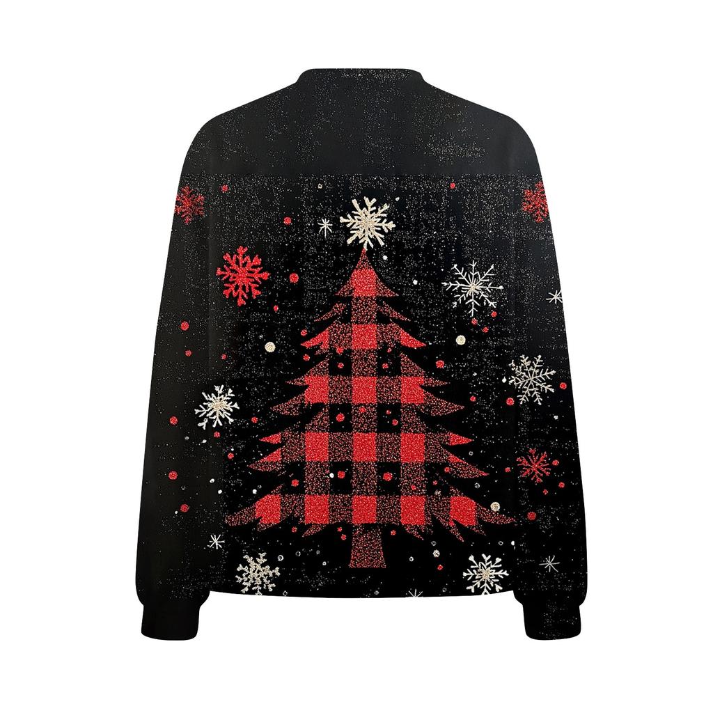 Women's Fashion Short Coat Casual Long Sleeve Printed Single Breasted Plush Top