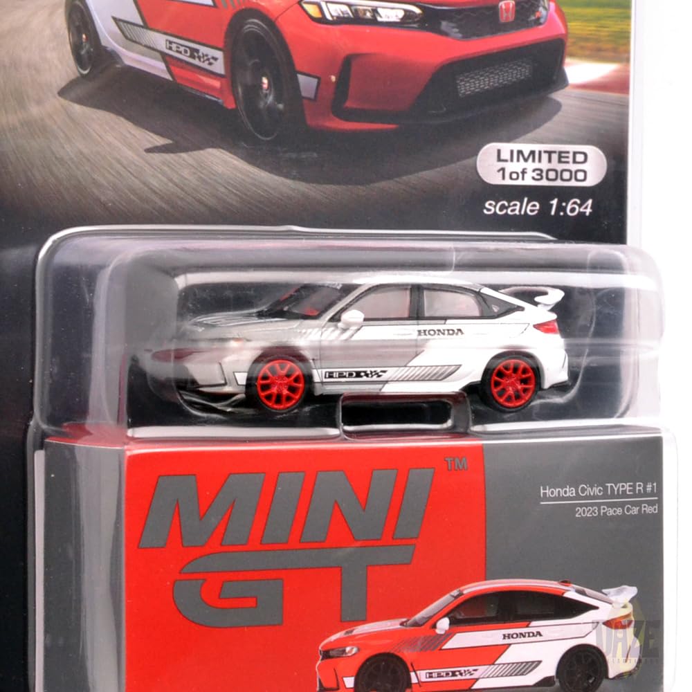 MINI GT Scale MiJo Limited Edition CIVIC TYPE R 2023 PACE CAR Civic Type R 2023 Pace Car Blister Package 164 #1 (CHASE CAR) - #1 (Chase Car)