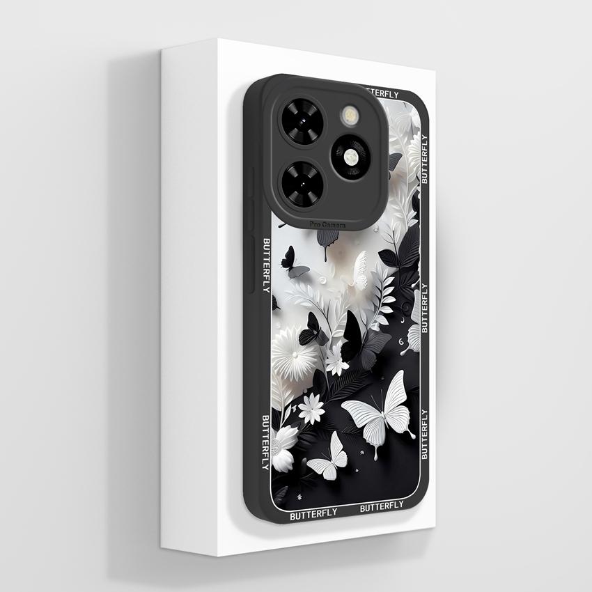 For Tecno Pop 10C Camon 40 Pro Premier Phone Bags Cute Black Cat Patterns Liquid Silicone Anti Fall Durable Premium Protection Cases For Tecno Housing