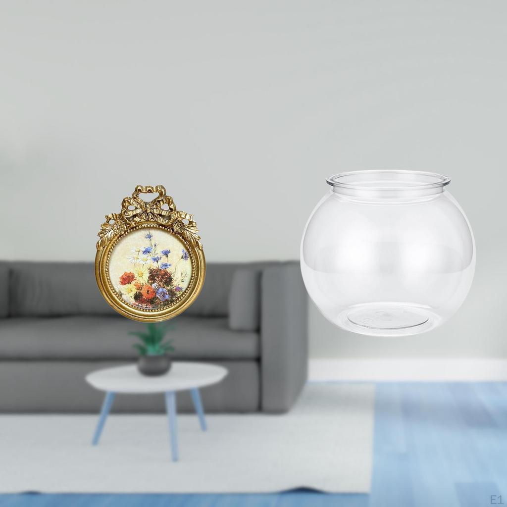 Vintage Ornate Round Photo Frame And Transparent Small Fish Tank for Desktop Wall Display
