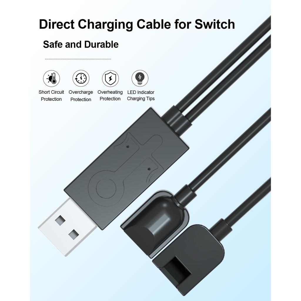 Tragbares Joy-con USB-Ladekabel Kurz für Nintendo Switch Controller mit LED-Anzeige Ersetzt Joy-con Ladestation, Reise-Ladekabel